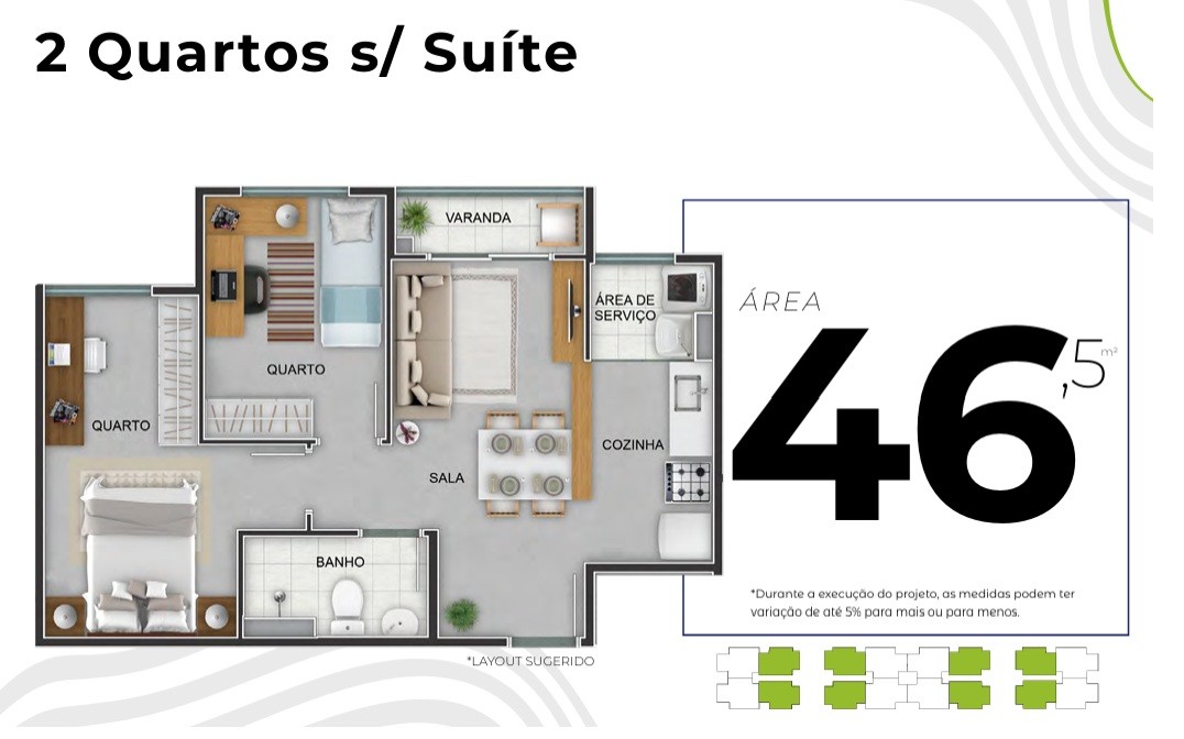 Apartamento, 2 quartos, 46 m² - Foto 3